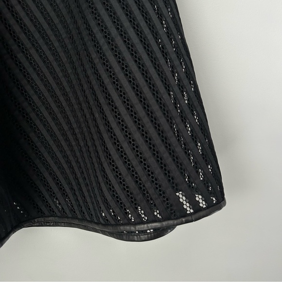 Ralph Lauren Black Label  A-Line Mesh and Leather Skirt - Picture 5 of 9